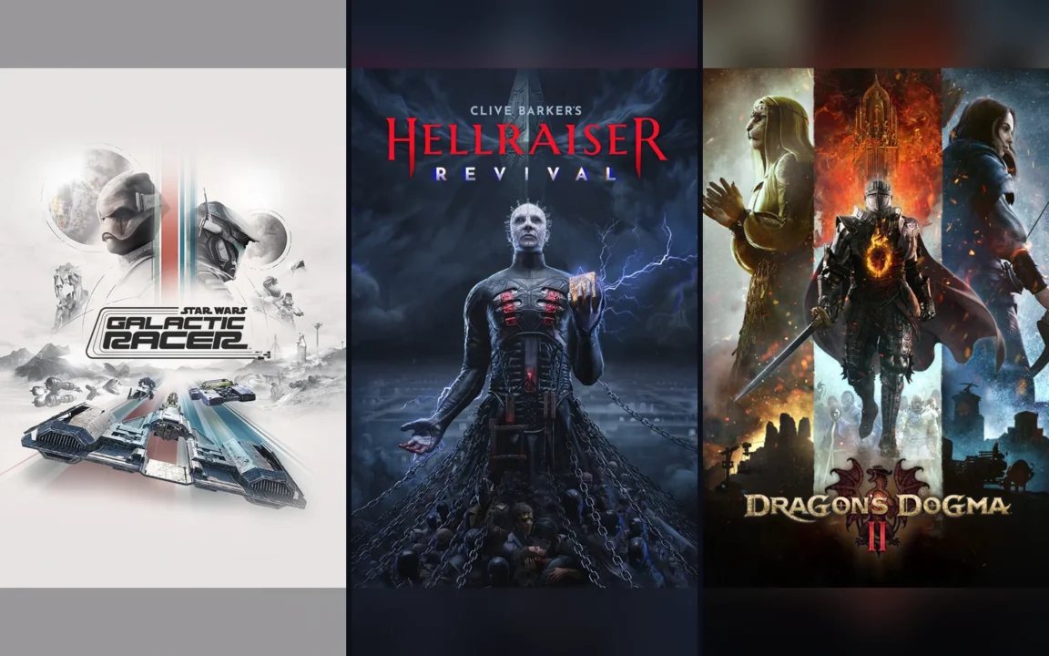 Jaquettes de Star Wars: Galactic Racer, Clive Barker's Hellraiser: Revival, Dragon's Dogma 2